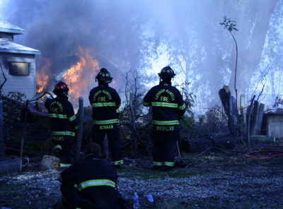 Fire fighters fighting a bush fire