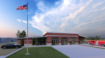 Color rendering of a completed fire station 31