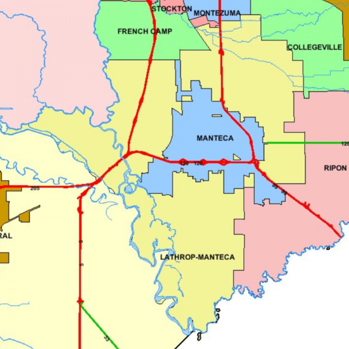 Lathrop-Manteca Fire District Boundary map